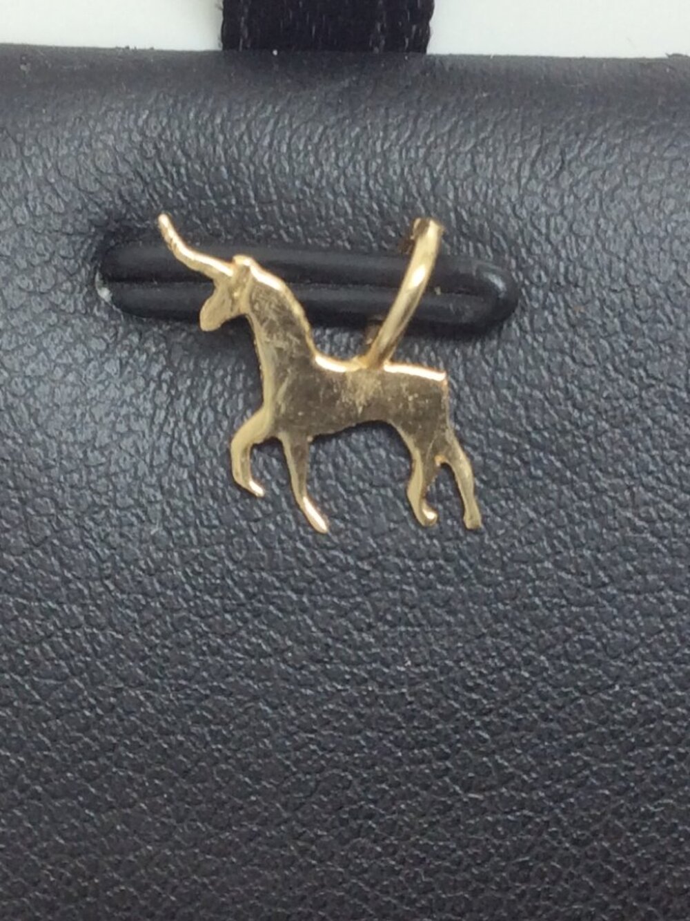 14k Real Yellow Gold mini Unicorn Charm pendant .3gr